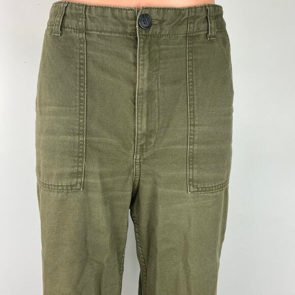 H&M Divided Olive Green High Rise Straight Ankle Cargo Utility Trouser Pants 10 - Picture 4 of 6